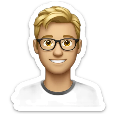 Mann, 26 Jahre, runde Brille mit Goldgestell, Schnurbart, dunkelblond sticker