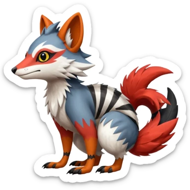 Trico-Numbat-Sergal-Nargacuga-Litten-Zangoose-fusion sticker