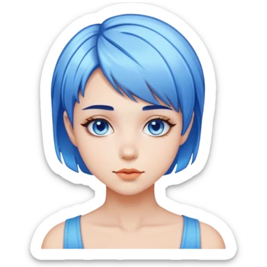 girl with short hair with blue highlights sticker