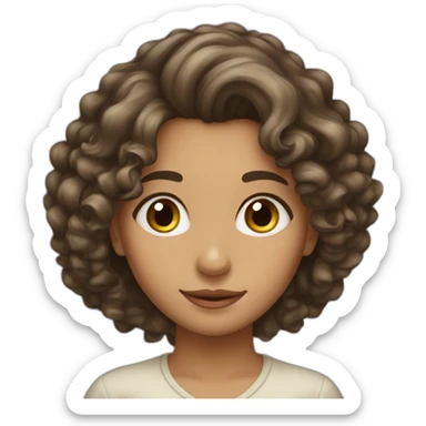 Fair skined pakistani girl with curly long hair sticker