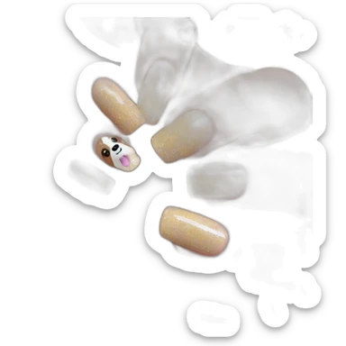 glitter nails with chiwawa sticker