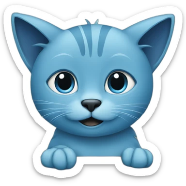 blue-Cat-sit-on-laptop sticker