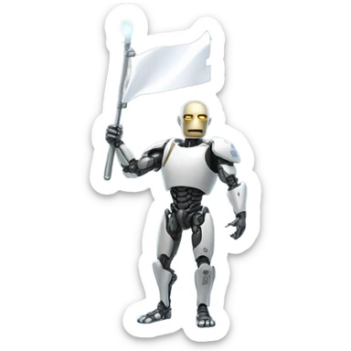 Cyborg surrender white flag sticker
