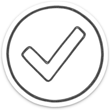 Instagram verification badge emoji, blue circle with white checkmark, simple hand drawn style sticker