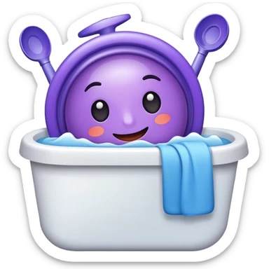 crie uma emoji feliz com tema de lavanderia e com a frase agradecemos seu contato sticker