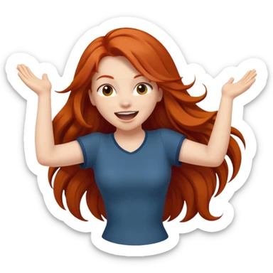 Excited long haired redhead butt shake sticker