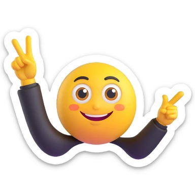 A yellow round emoji character with big eyes and a confident smile, clearly pointing both index fingers at itself. Strong “ME!” expression. Bold cartoon style, isolated on white sticker