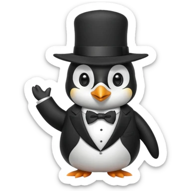 Penguin wearing a suit with a big hat  sticker