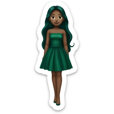 dark green princess dress long brunette hair sticker
