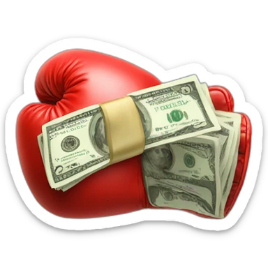 Boxing glove with lots of money sticker