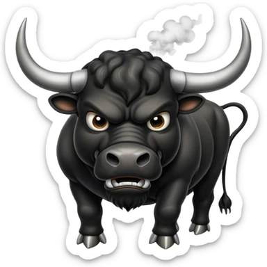 angry black bull with steam from nostrils sticker