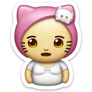 Hello kitty with stomach ache sticker