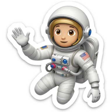 astronaut in white space suit with helmet, gloves and backpack floating in space sticker