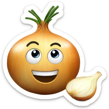 Enjoying an onion sticker
