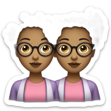 girl with 2 afro puffs and glasses and sleep sticker