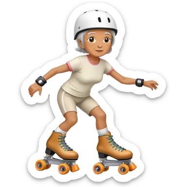 Old woman on roller skates sticker