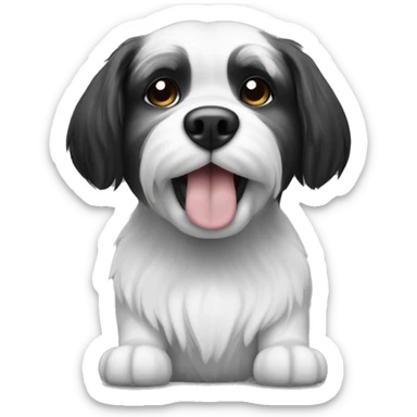 Dog shithzu black and white  sticker