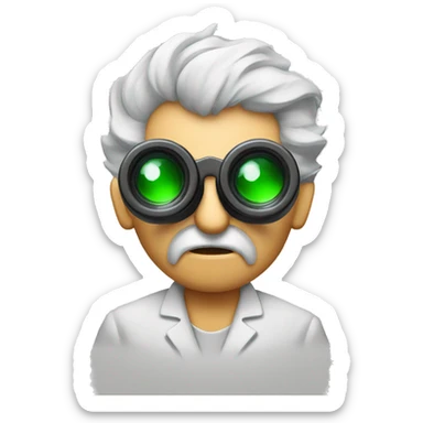Mad scientist looking through binoculars sticker