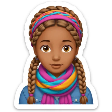 fille marron avec des tresse sticker