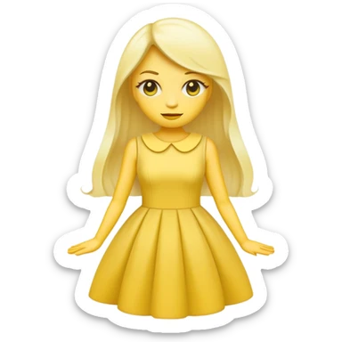 fashionable outfit, yellow face emoji wearing a stylish dress sticker