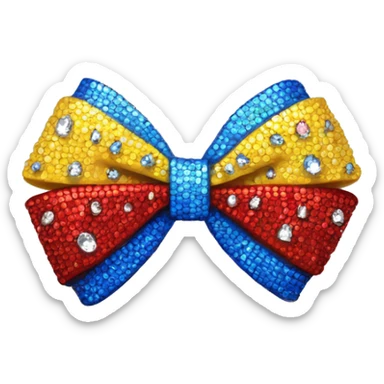 Red blue and yellow bow wirh rhinestones sticker
