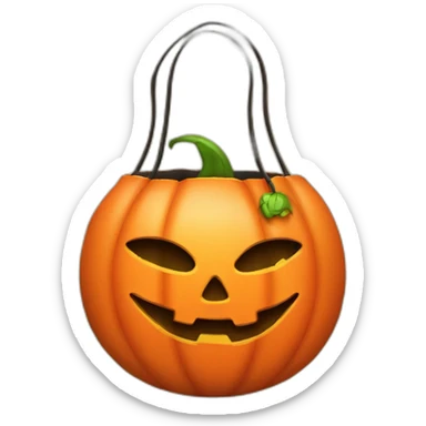 Orange Trick or treat bag with jack-o’-lantern face sticker