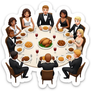 gente cenando en una mesa grande sticker