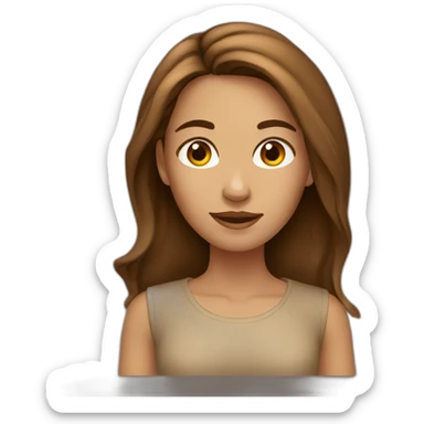 women,long brown hair , tan sticker