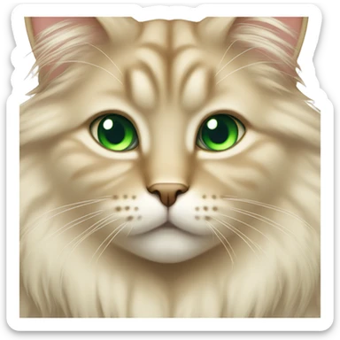 Fluffy Long hair beige cat with green eyes sticker