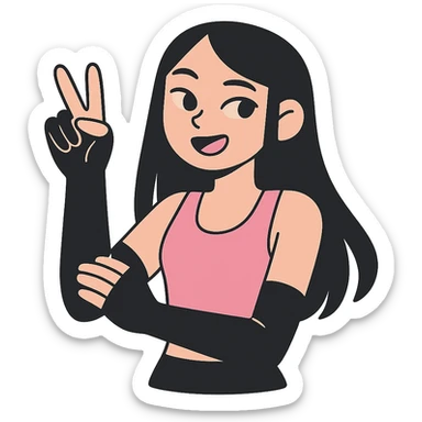 BLACKPINK-inspired gothic gloves, no hearts, soft and expressive, black and pink color scheme sticker