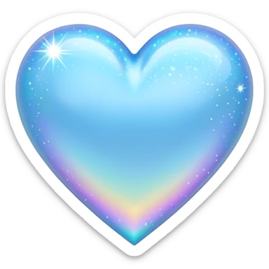 Light sky blue heart with sparkles  sticker