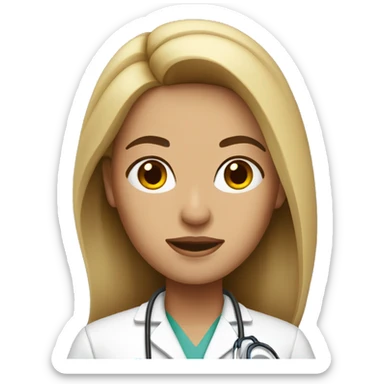 doctor woman with long brow hair sticker