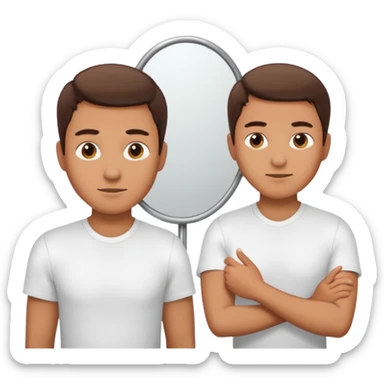 backside of a man 3/4 angle with the opposite view in the mirror sticker