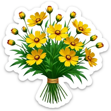 big bouquet Coreopsis, luxuriant, stem, leaf sticker
