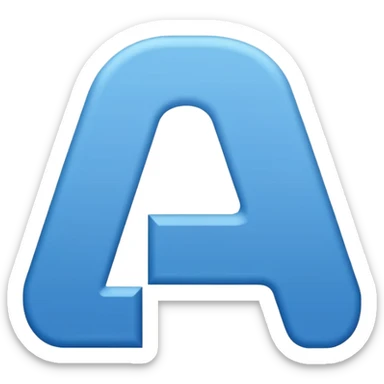 The image is a blue icon with the letter "A" in the center. The letter is in a bold, sans-serif font and is slightly tilted to the right. Below the letter, there is a smaller text that reads "10.9". The background is white and the icon is simple and minimalistic. sticker