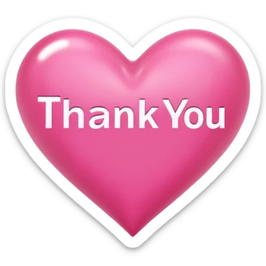 The word "thank you" is written in Russian on a pink heart. sticker