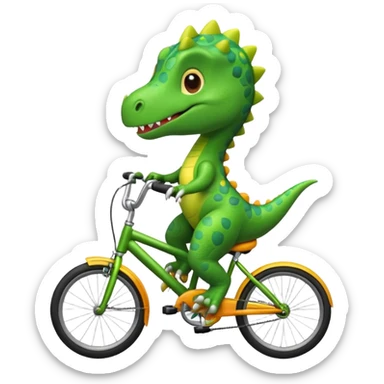 Cute dinosaur riding a bike  sticker