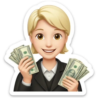 persona feliz con dinero  sticker