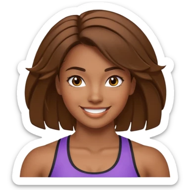 fitness girl, dark eyes, highlighted hair, brown skin sticker