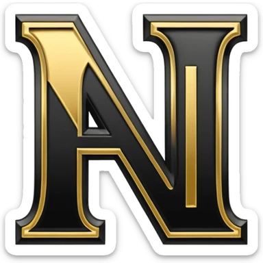 letter N in black and gold sticker