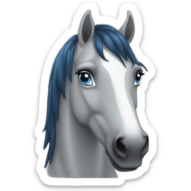 gray horse withblack mane with blue tips and blue eyes sticker