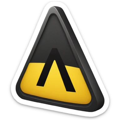 a yellow warning sign in a triangle form with an exclamation point sticker
