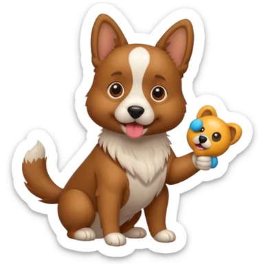 Dog sticking toy he out sticker