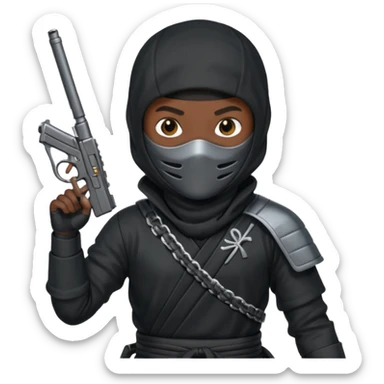 Una persona que sea así 🥷 pero con una pistola  sticker