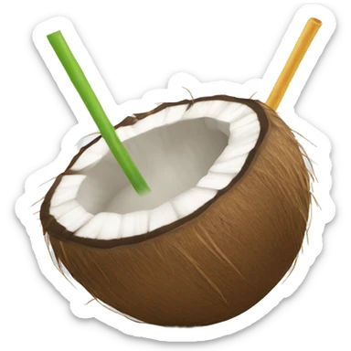 Coconut with straw for coconut water sticker