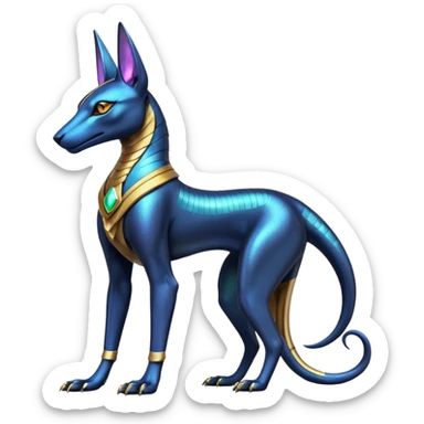 Futuristic Ethereal Beautiful Anubis-Salandit-Bastet-Fakémon-hybrid-creature (full body)  sticker