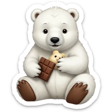 white polar bear eats chocolate bunny sticker