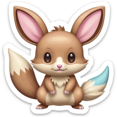 Kawaii Shiny Colorful Pastel Minccino-Furret-Eevee-fusion Full Body sticker