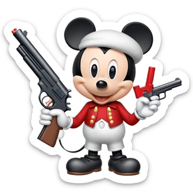 Mickey Mouse with a gun sticker