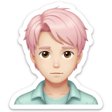 Gorgeous colorful shiny romantic pastel anime style shojo man with blushing face aesthetic and pretty hair trending style sticker